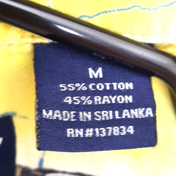 Newport Blue M Shirt Men's Hawaiian Motorcycle Palm Tree Cotton Rayon Aloha - Picture 4 of 7